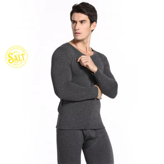 Winter Men Thermal Underwear Set Soft Cotton Fleece-lined Warm Panels Long Johns Top & Bottom Set Thermo Clothing Pajamas