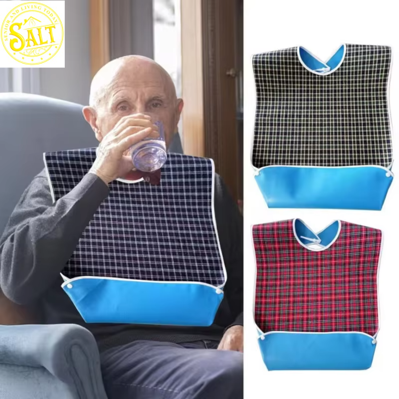 Adult Waterproof Adult Mealtime Bib Cloth Protector Clothes Bib Cook Protector Tool Aid Cook Dining Clothes Disability Aid Apron