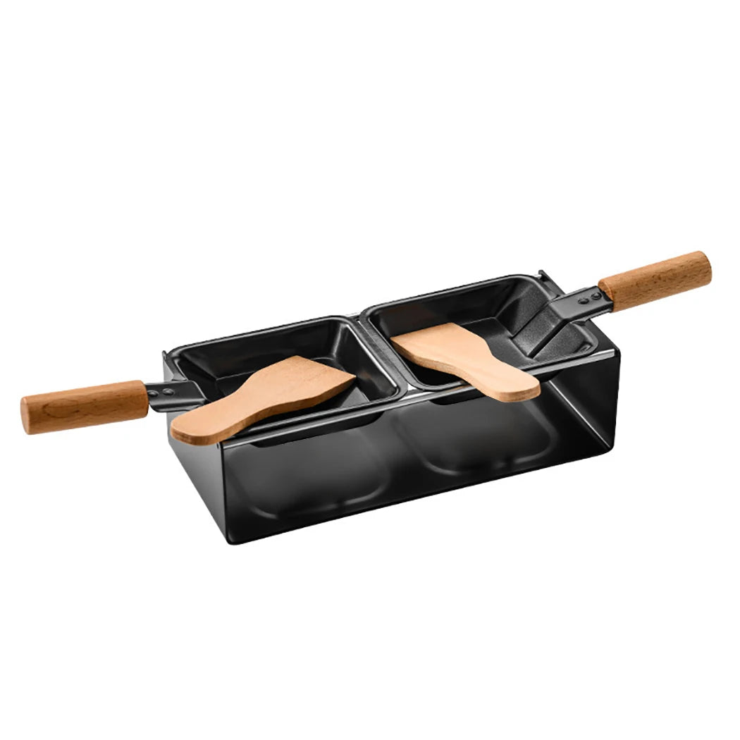 Baking Tray Stove Set Non-Stick Cheese Melt Pan Wooden Spatula Mini Kitchen Grilling Tool Cooking Supplies Kitchen Accessories