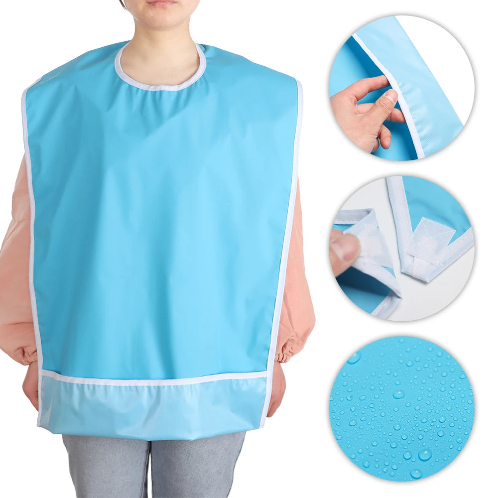 Adult Bib for Eating Clothing Protector Waterproof Apron Washable Reusable Large Terry Cloth for Elderly, Seniors and Disabled