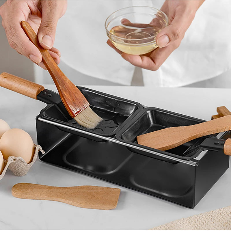 Baking Tray Stove Set Non-Stick Cheese Melt Pan Wooden Spatula Mini Kitchen Grilling Tool Cooking Supplies Kitchen Accessories