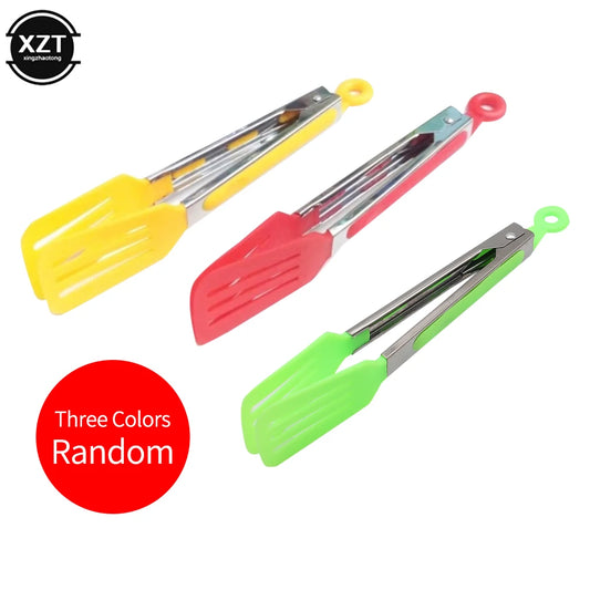 1Pc Nylon Food Tong Stainless Steel Kitchen Tongs Silicone Non-slip Cooking Clip Clamp BBQ Salad Tools Grill Kitchen Accessories