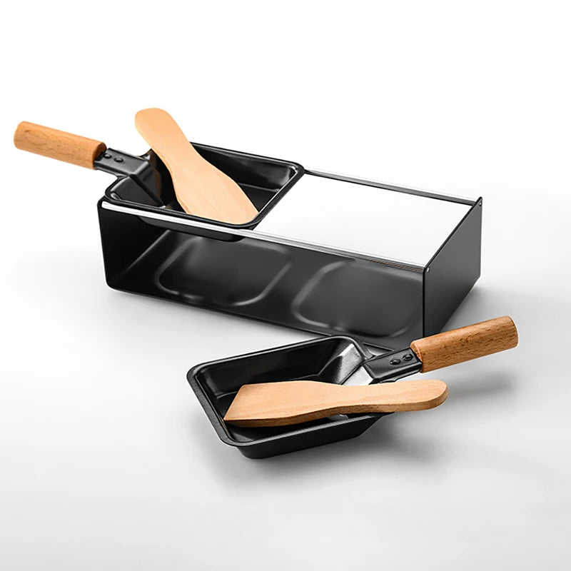 Baking Tray Stove Set Non-Stick Cheese Melt Pan Wooden Spatula Mini Kitchen Grilling Tool Cooking Supplies Kitchen Accessories