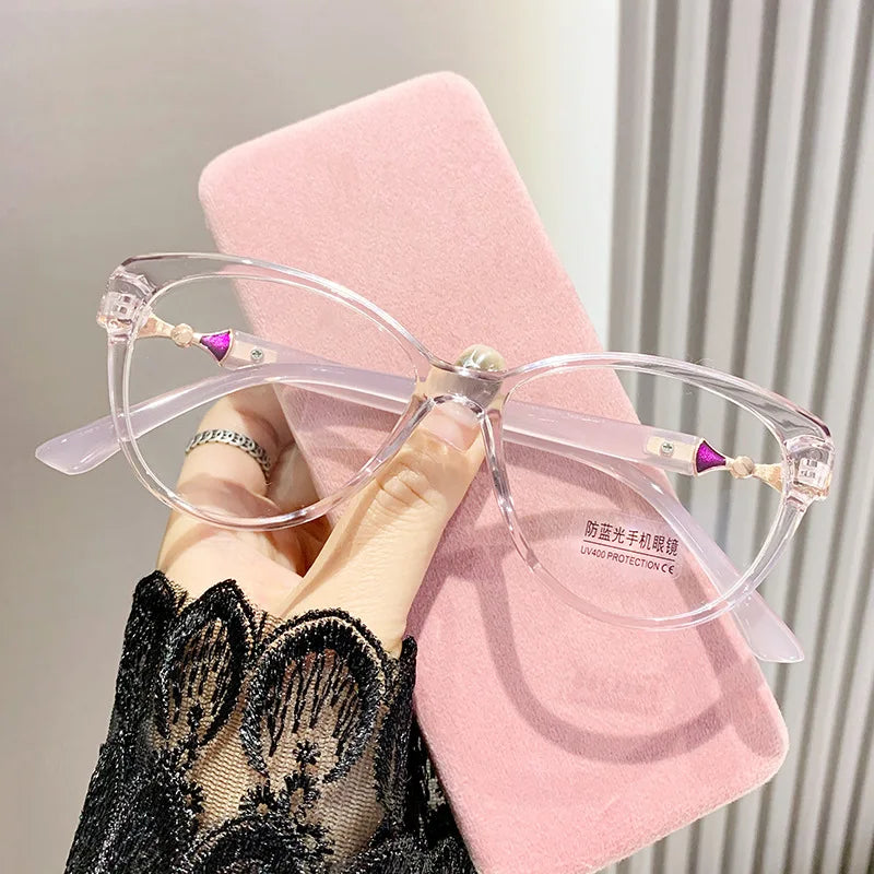 2024 New 3 in 1 Progressive Multifocal Reading Glasses Fashion Women Anti-blue Eyeglasses Easy To Look Far and Near -1.0 To +4.0