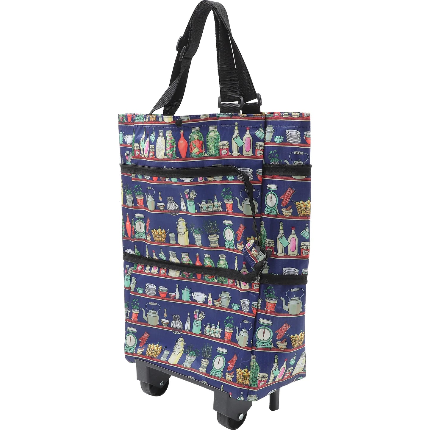 Shopping Bag Bags with Wheels Carrier on and Pull Handle Foldable Trolley Tote Folding Cart Wheeled Pulley Carts Portable