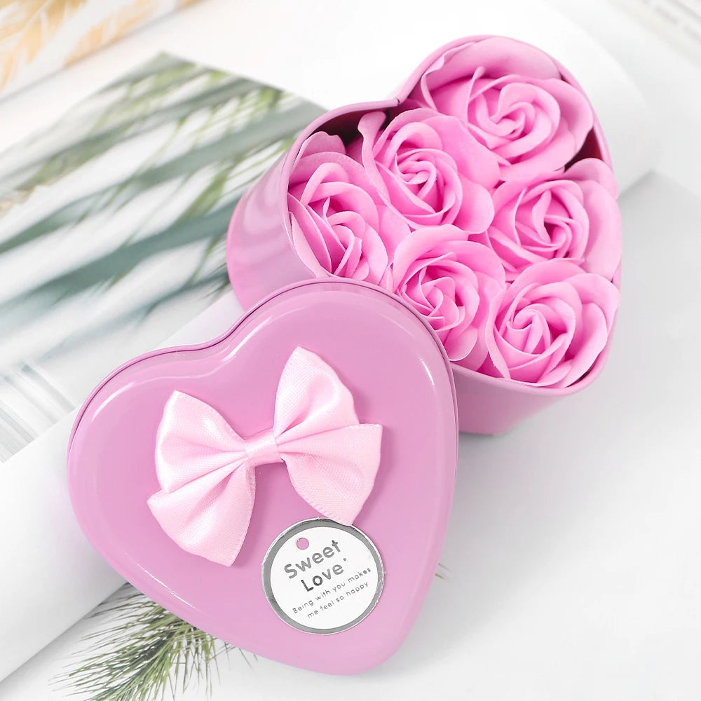 Rose Artificial Flowers Gifts Box 3CM Fake Flowers Heads Valentine's Day Gifts Ornaments Home Decor Wedding Decoration Accessory