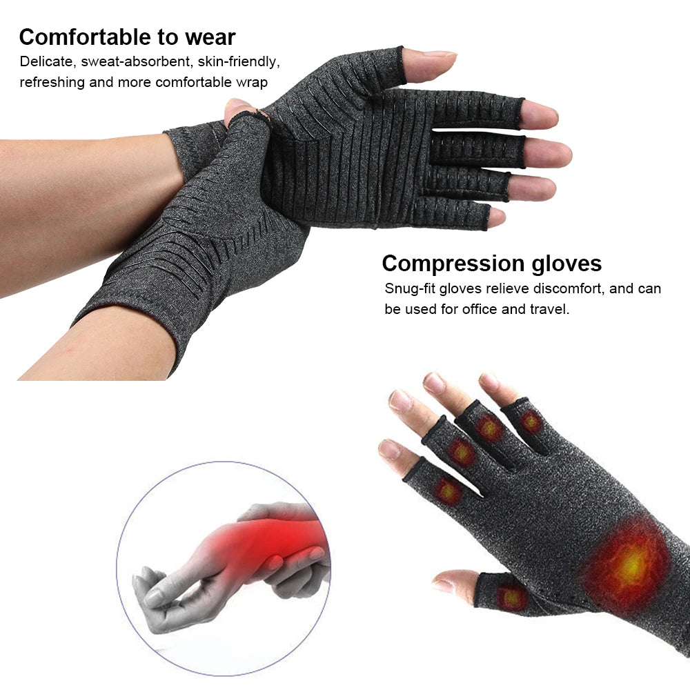 Compression Arthritis Gloves for Rheumatoid and Osteoarthritis, Joint Pain Relief, Carpal Tunnel Wrist Support, Fingerless Glove