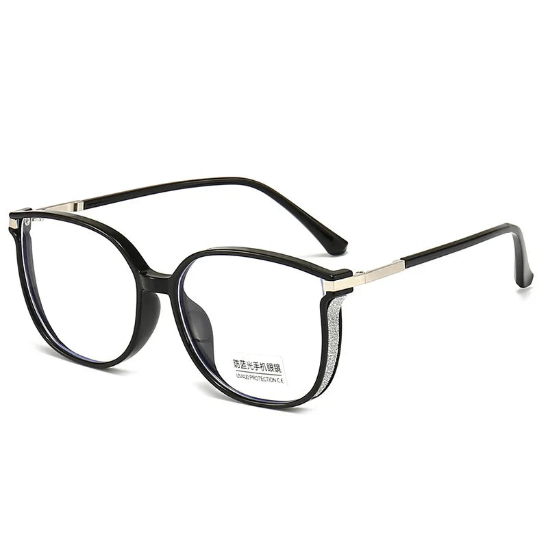 Elbru Ultralight Fashion TR90 Reading Glasses Women Men Anti Blue Light Glitter Square Frame Presbyopia Optical Eyeglasses 0+400