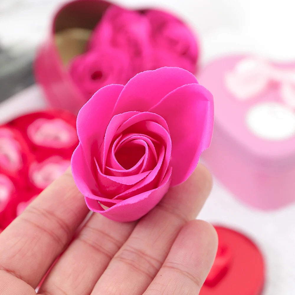 Rose Artificial Flowers Gifts Box 3CM Fake Flowers Heads Valentine's Day Gifts Ornaments Home Decor Wedding Decoration Accessory