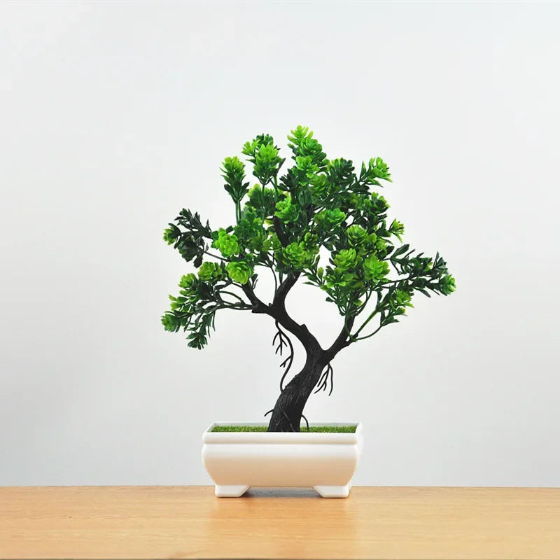 Artificial Plants Potted Bonsai Green Small Tree Plants Fake Flowers Potted Ornaments for Home Garden Decor Party Hotel Decor