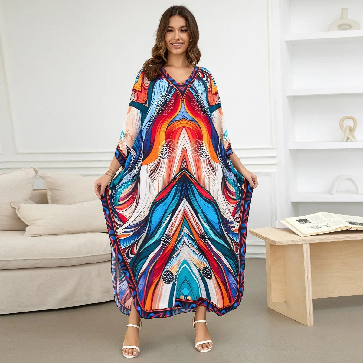 Beach Cover Ups for Swimwear Women African Printed Kaftans Summer Holiday Bathing Suits Factory Supply