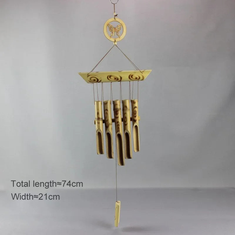 Handmade Tubes Bamboo Bell Natural Wind Chimes  Indoors Pendant Balcony Home Hotel Decor Outdoor Yard Garden Windchime Crafts