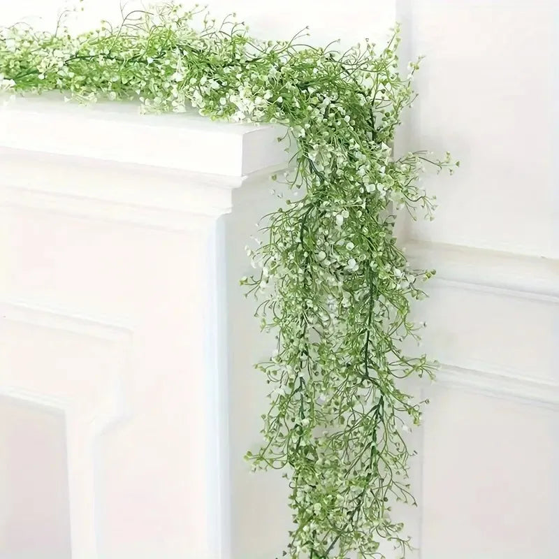 1PC Artificial Flower Plastic Baby's Breath Flower Vine Artificial Wedding Rattan Wedding Decoration Green Plant Rattan 175cm