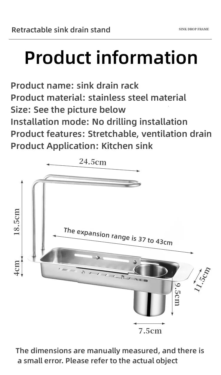 0136Telescopic  sink shelf kitchen Telescopic  sink holder  sink sponge basket rack holder Telescopic  sink  holder