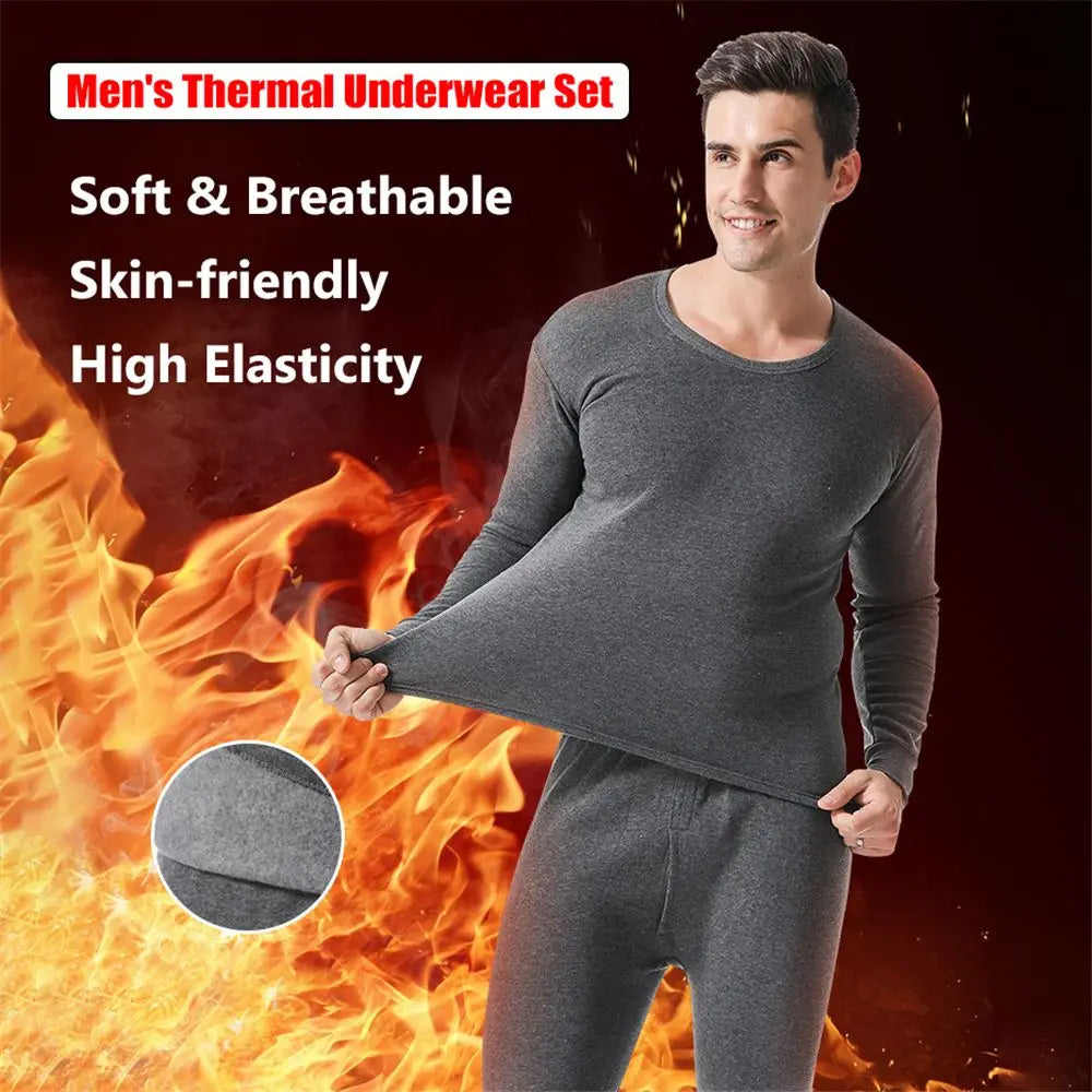 Thermal Clothes Underwear Set for Men Soft Fleece Lined Long Johns Set Men's Top & Bottom Set Winter Cold Weather Thermal Clothe