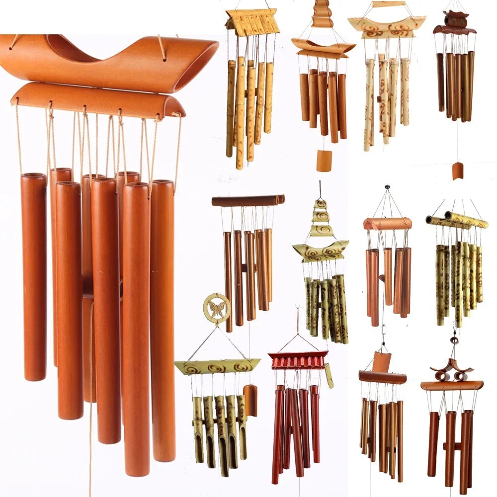 Handmade Tubes Bamboo Bell Natural Wind Chimes  Indoors Pendant Balcony Home Hotel Decor Outdoor Yard Garden Windchime Crafts