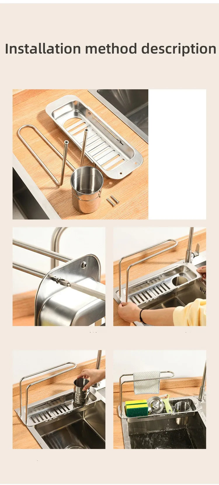 0136Telescopic  sink shelf kitchen Telescopic  sink holder  sink sponge basket rack holder Telescopic  sink  holder