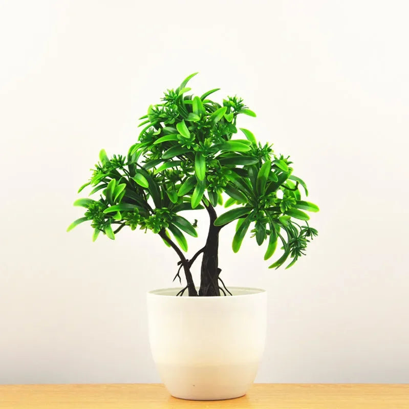 Artificial Plants Potted Bonsai Green Small Tree Plants Fake Flowers Potted Ornaments for Home Garden Decor Party Hotel Decor