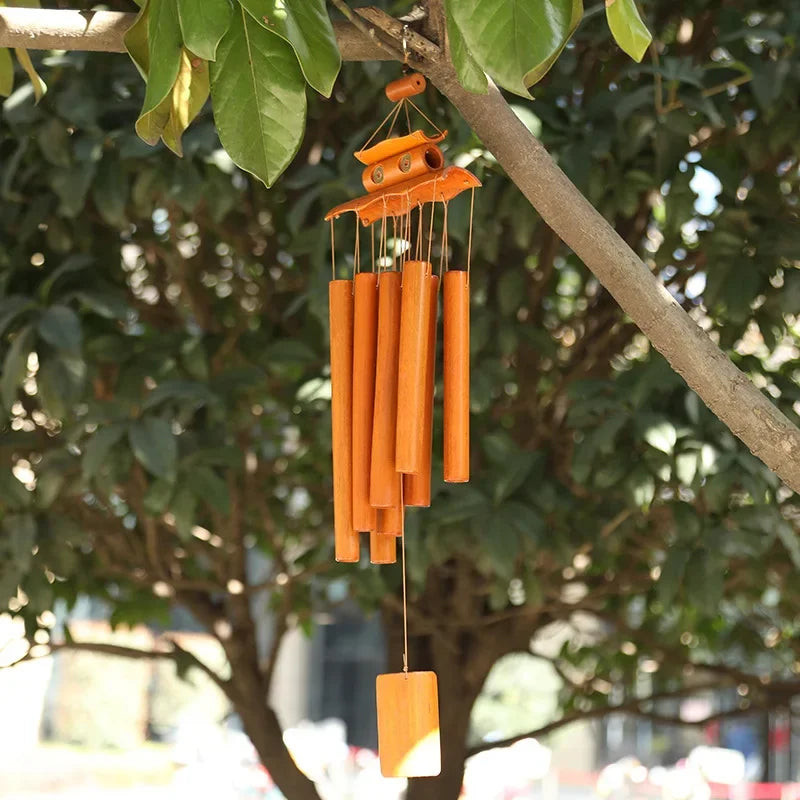 Handmade Tubes Bamboo Bell Natural Wind Chimes  Indoors Pendant Balcony Home Hotel Decor Outdoor Yard Garden Windchime Crafts