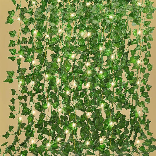 2.1M Artificial Vines With Lights Fake Ivy Leaves String Lights Garland for Room Wedding Wall Indoor Outdoor Home Room Decor