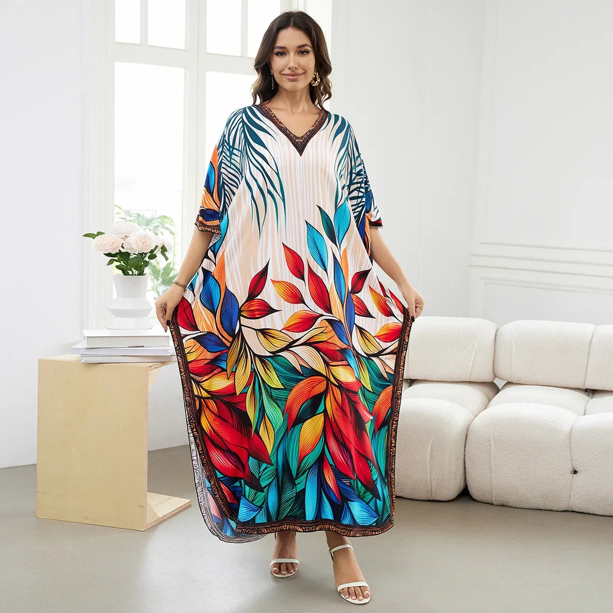 Beach Cover Ups for Swimwear Women African Printed Kaftans Summer Holiday Bathing Suits Factory Supply Dropshipping