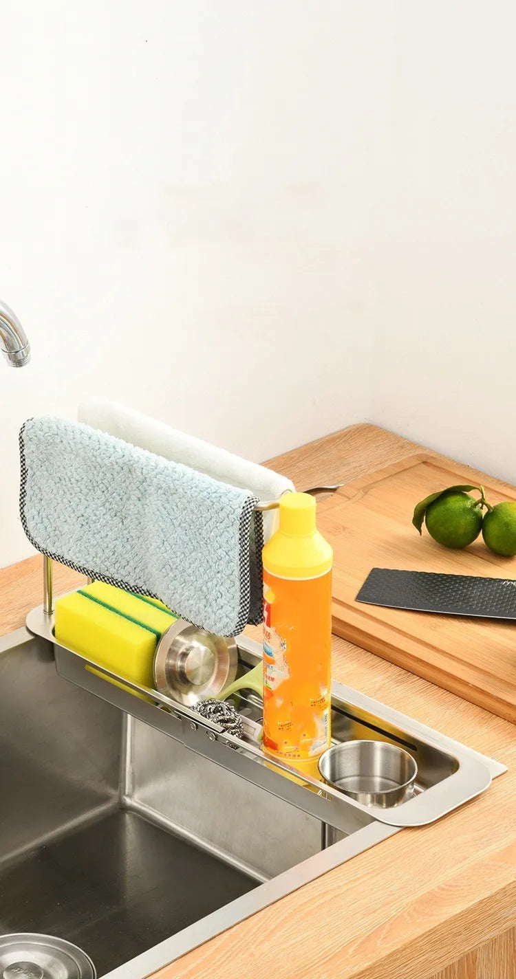 0136Telescopic  sink shelf kitchen Telescopic  sink holder  sink sponge basket rack holder Telescopic  sink  holder