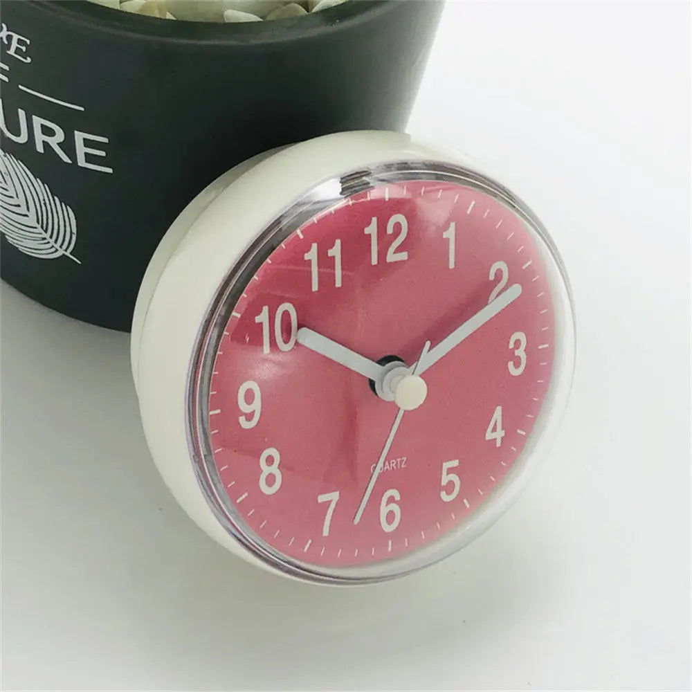 Sucker Mini Anti Fog Toilet Waterproof Quartz Shower Wall Clock 7cm Kitchen Living Bathroom Small Round Room Decoration Table