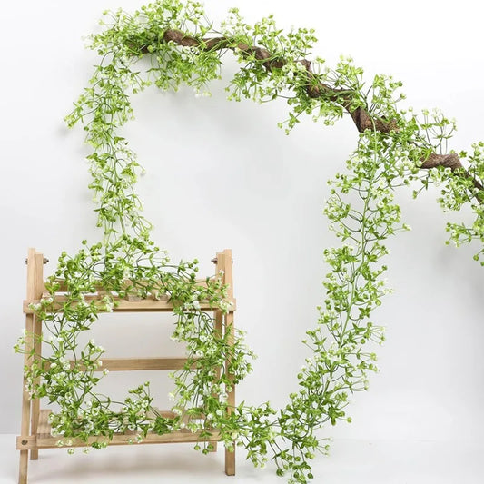 1PC Artificial Flower Plastic Baby's Breath Flower Vine Artificial Wedding Rattan Wedding Decoration Green Plant Rattan 175cm