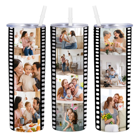 Custom Family Photo Collage Tumbler Father's Day Mother's Day Gift Personalized Cup Design with Pictures Travel Insulated Cup