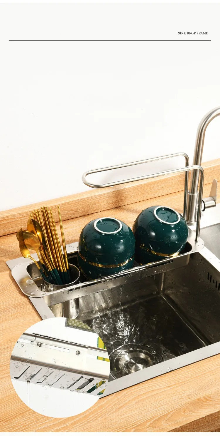 0136Telescopic  sink shelf kitchen Telescopic  sink holder  sink sponge basket rack holder Telescopic  sink  holder