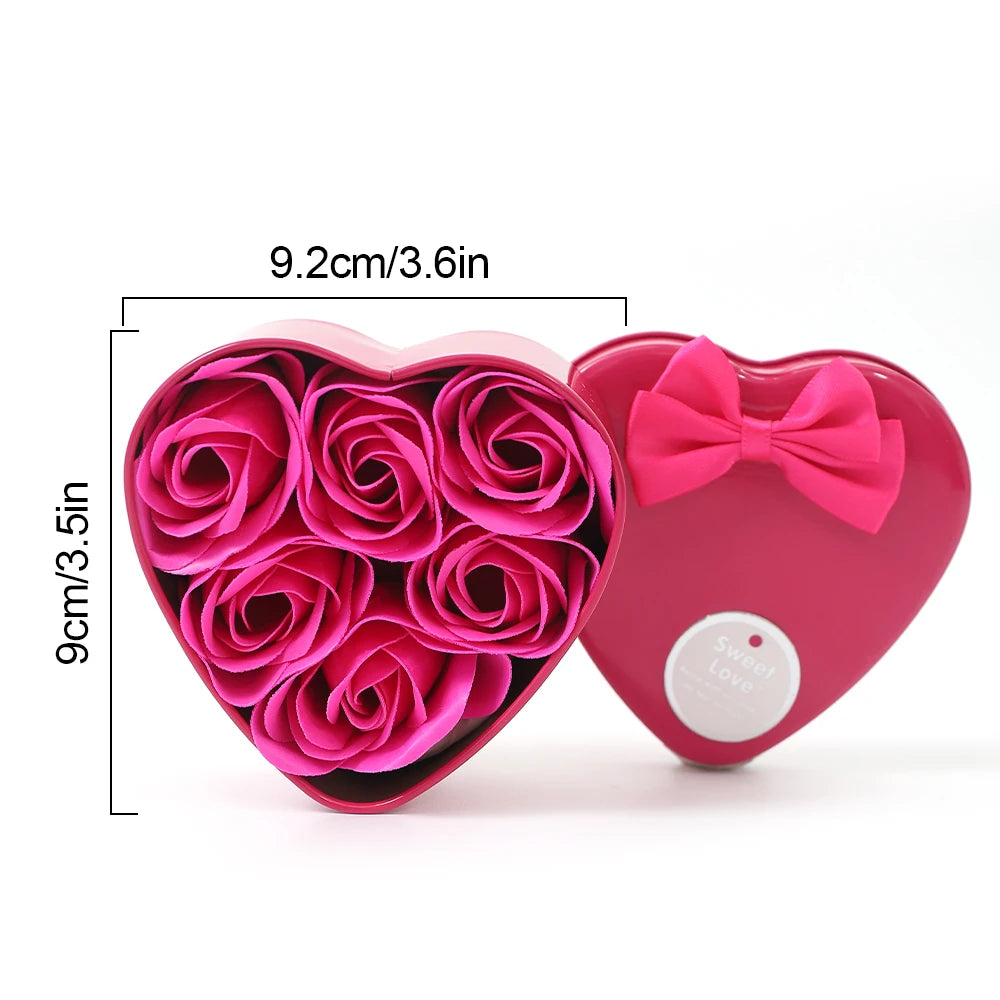 Rose Artificial Flowers Gifts Box 3CM Fake Flowers Heads Valentine's Day Gifts Ornaments Home Decor Wedding Decoration Accessory