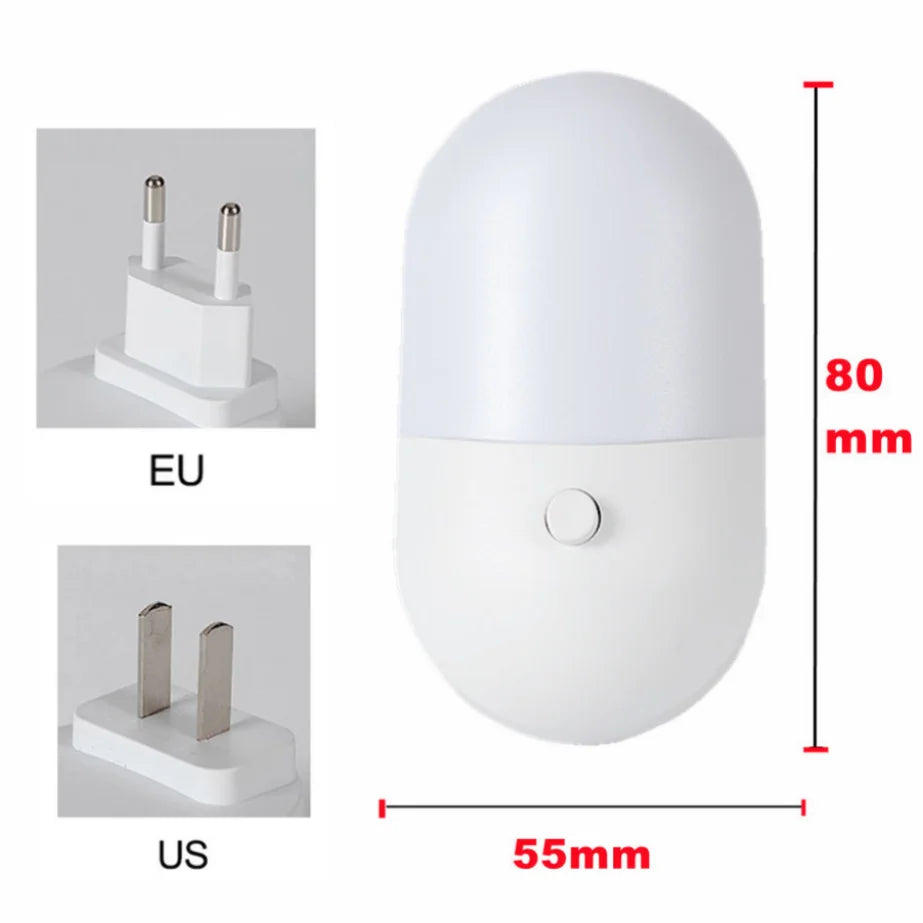 PaaMaa Bedside Lamp Night light EU US Plug LED Night Light AC220V Bedroom Lamp Gift for Children Cute Night Lamp For Corridor WC