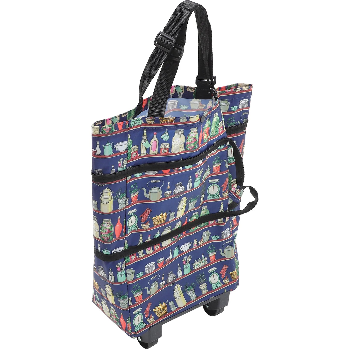 Shopping Bag Bags with Wheels Carrier on and Pull Handle Foldable Trolley Tote Folding Cart Wheeled Pulley Carts Portable