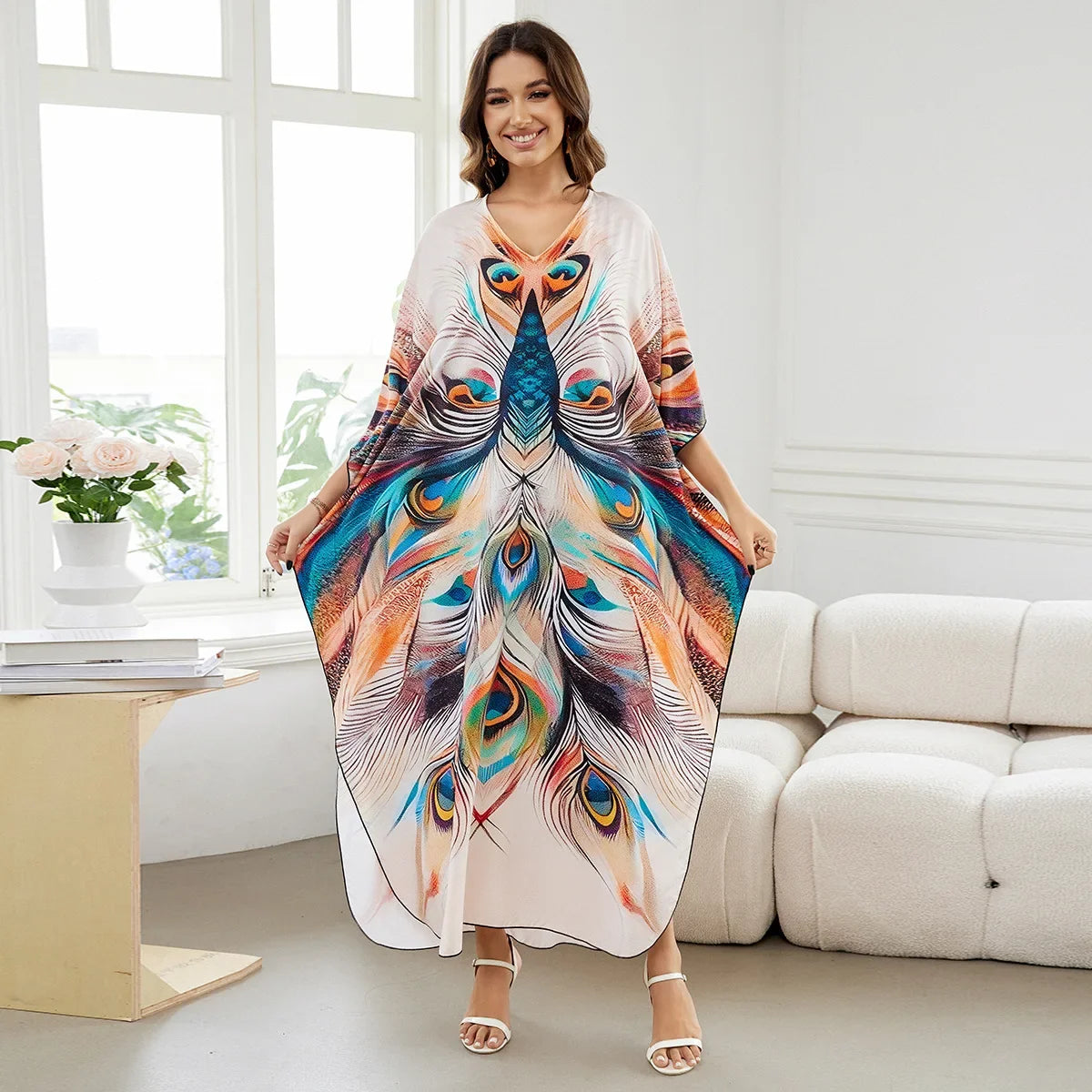 Beach Cover Ups for Swimwear Women African Printed Kaftans Summer Holiday Bathing Suits Factory Supply