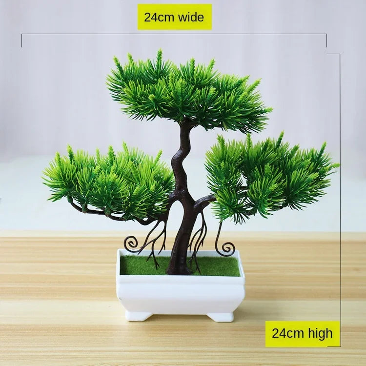 Artificial Plants Potted Bonsai Green Small Tree Plants Fake Flowers Potted Ornaments for Home Garden Decor Party Hotel Decor