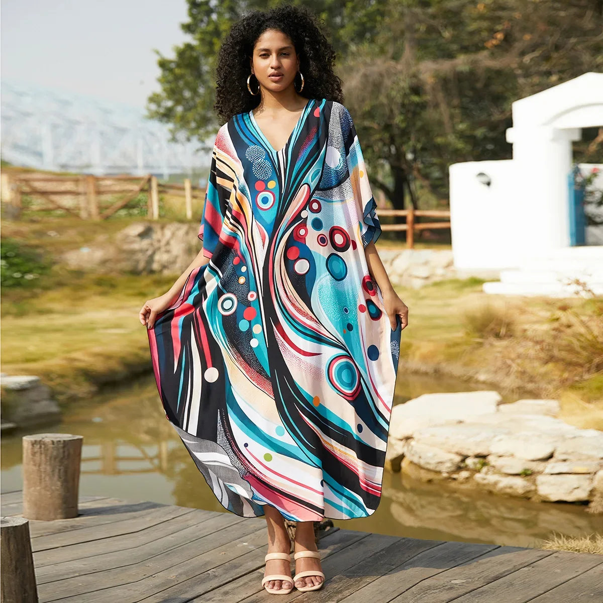 Beach Cover Ups for Swimwear Women African Printed Kaftans Summer Holiday Bathing Suits Factory Supply Dropshipping