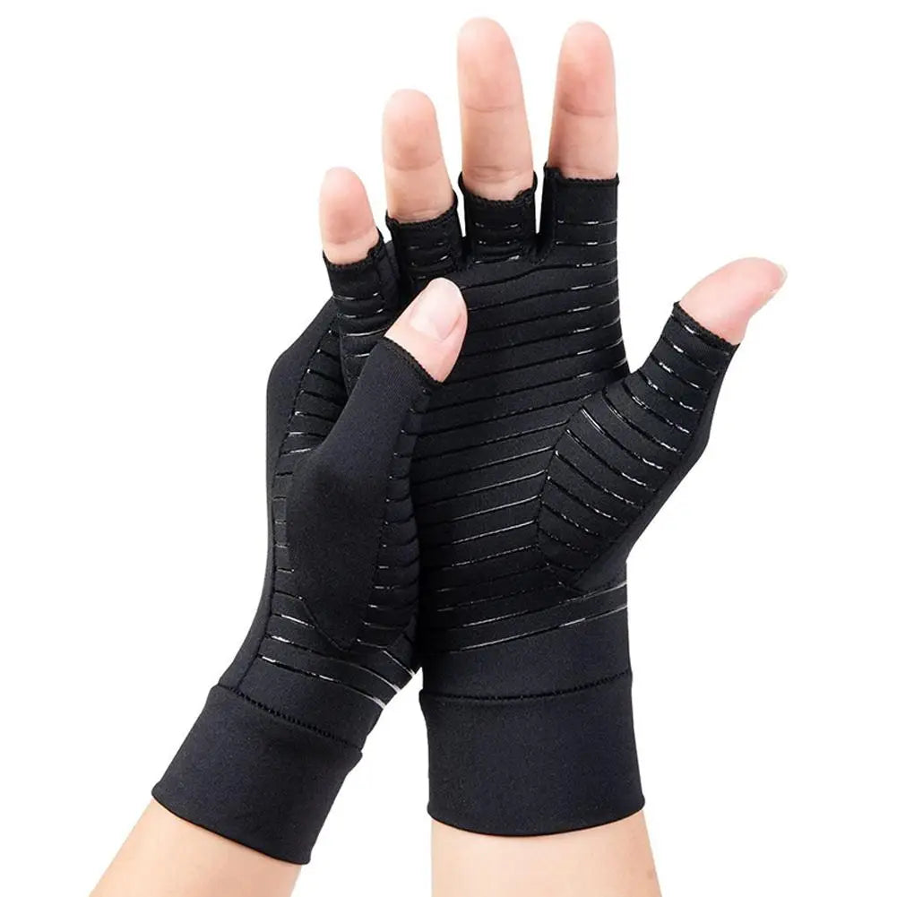 1 Pair Outdoor Half Finger Pressure Gloves Cycling Joint Care Rehabilitation Gloves For Women And Men Arthritis Warm Protec W3Z4