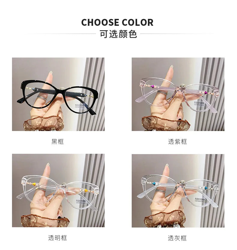 2024 New 3 in 1 Progressive Multifocal Reading Glasses Fashion Women Anti-blue Eyeglasses Easy To Look Far and Near -1.0 To +4.0