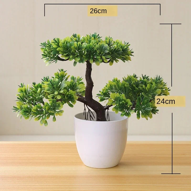 Artificial Plants Potted Bonsai Green Small Tree Plants Fake Flowers Potted Ornaments for Home Garden Decor Party Hotel Decor