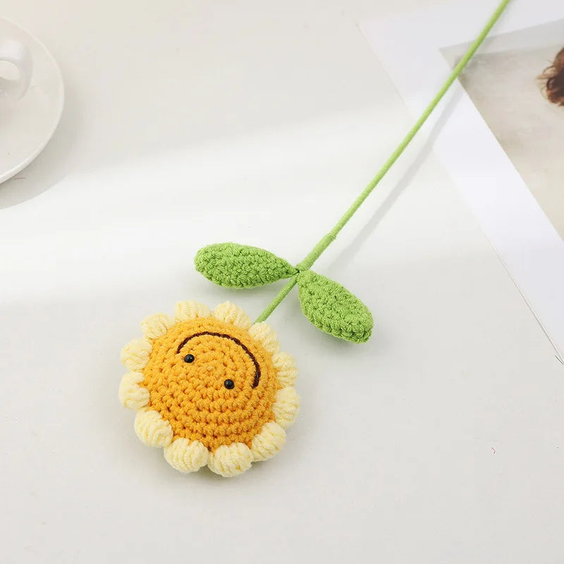 Handmade Knitted Crochet Artificial Sunflowers for Mother's Day Birthday, Wedding Home Decor Party Office Table Decor Birthday