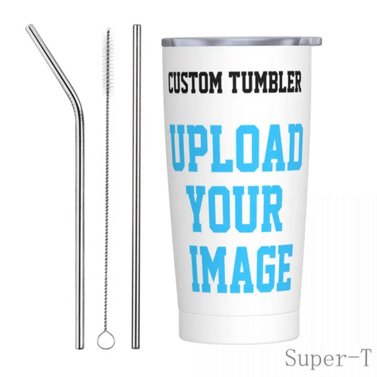 Custom DIY Tumbler 20oz Personalized Mug Stainless Steel Double Wall Vacuum Insulated Upload Picture Cup With Straw For Cold Hot