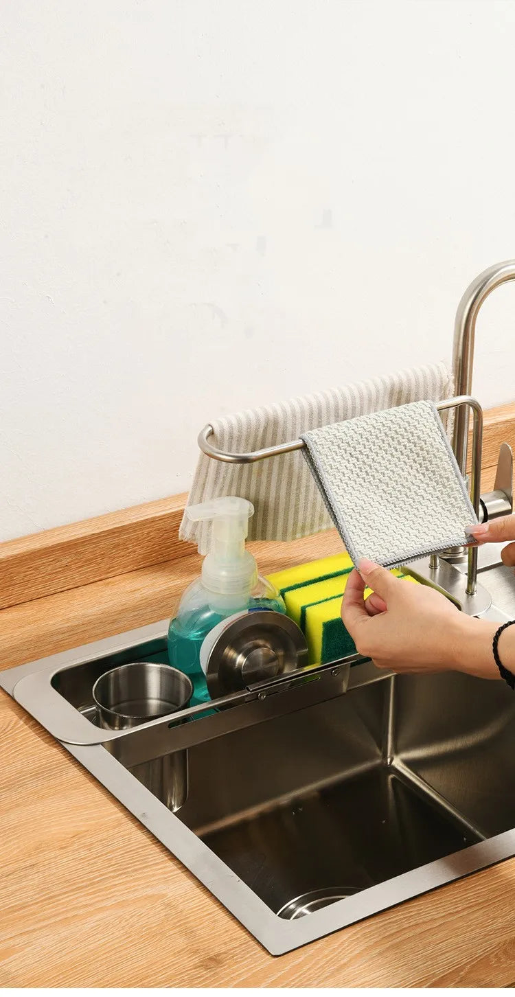 0136Telescopic  sink shelf kitchen Telescopic  sink holder  sink sponge basket rack holder Telescopic  sink  holder