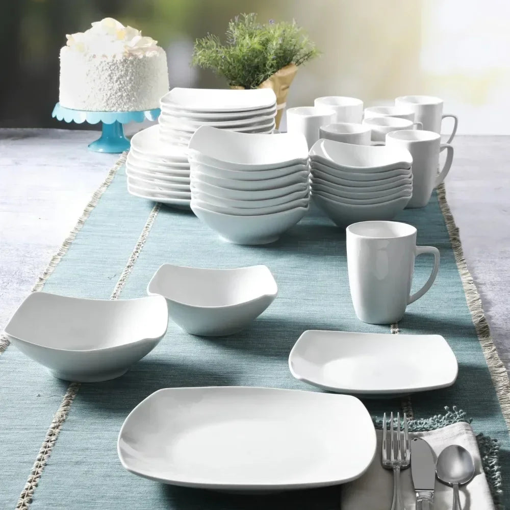 Everyday Square Expanded 40-Piece Dinnerware Set Dinner   Dining Table   Bowls and Plates