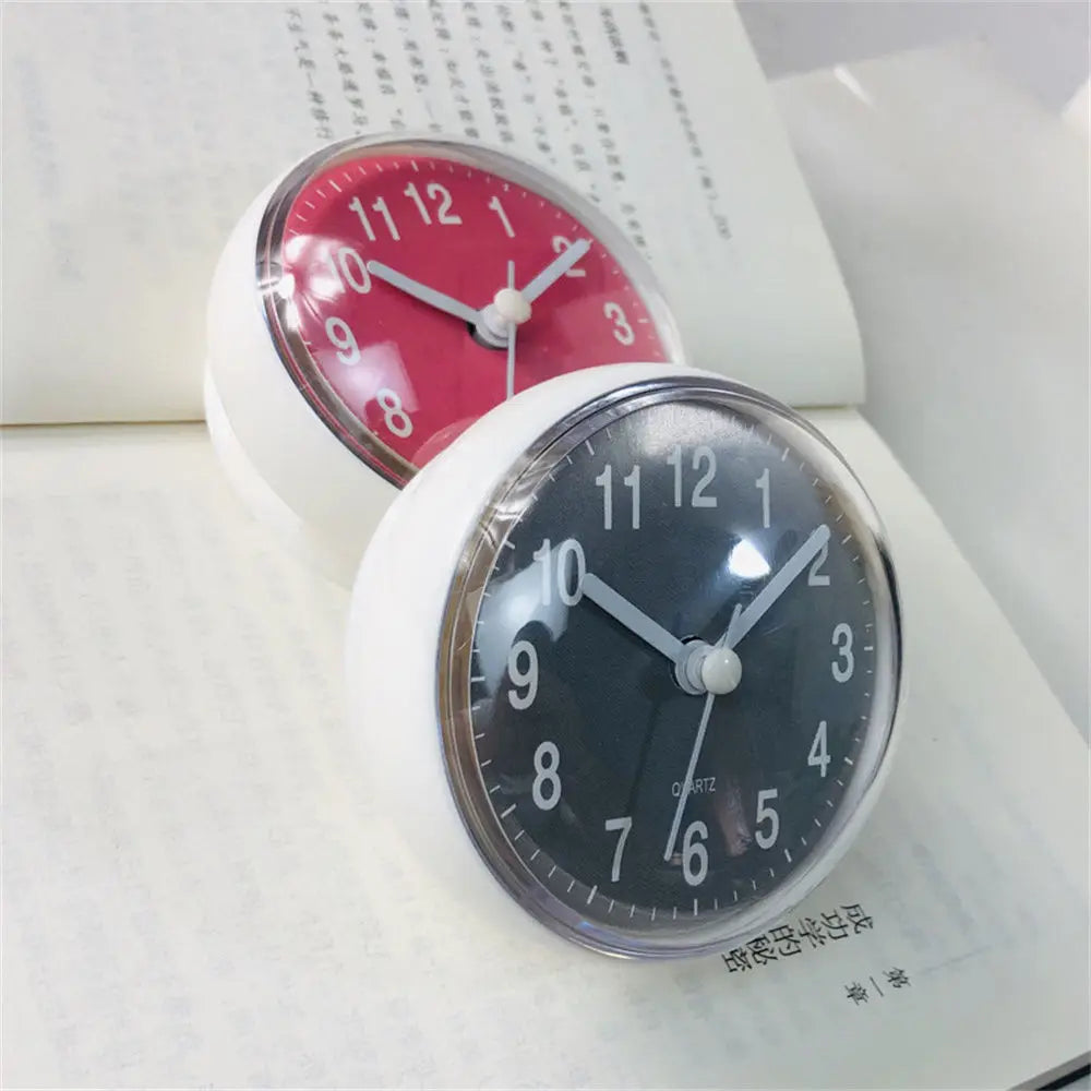 Sucker Mini Anti Fog Toilet Waterproof Quartz Shower Wall Clock 7cm Kitchen Living Bathroom Small Round Room Decoration Table