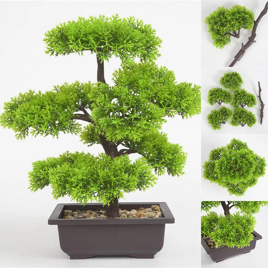 Pine Potted Artificial Bonsai Home Fake Accessories Living Room Decoration Plant Plastic Office Desk 22cm Plants