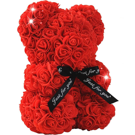 1Pcs 25cm Rose Bear Artificial Foam Rose Flower Teddy Bear Valentines Day Gift Birthday Party Supplies Wedding Party Decoration